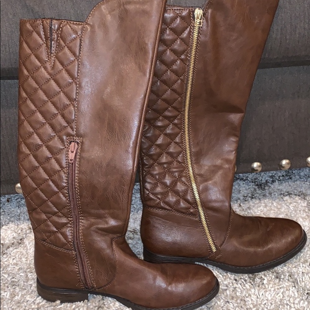 Brown knee high boots